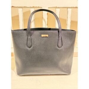 Kate Spade New York Black Saffiano Leather Tote Bag Gold Tone Logo PXRU4545